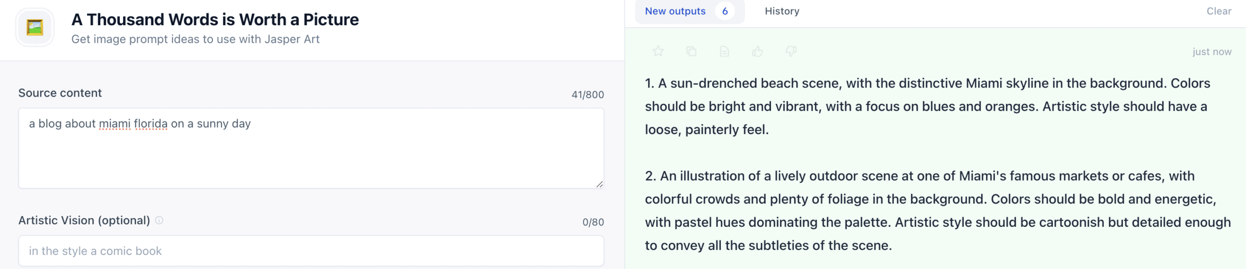 Jasper AI generating art image ideas