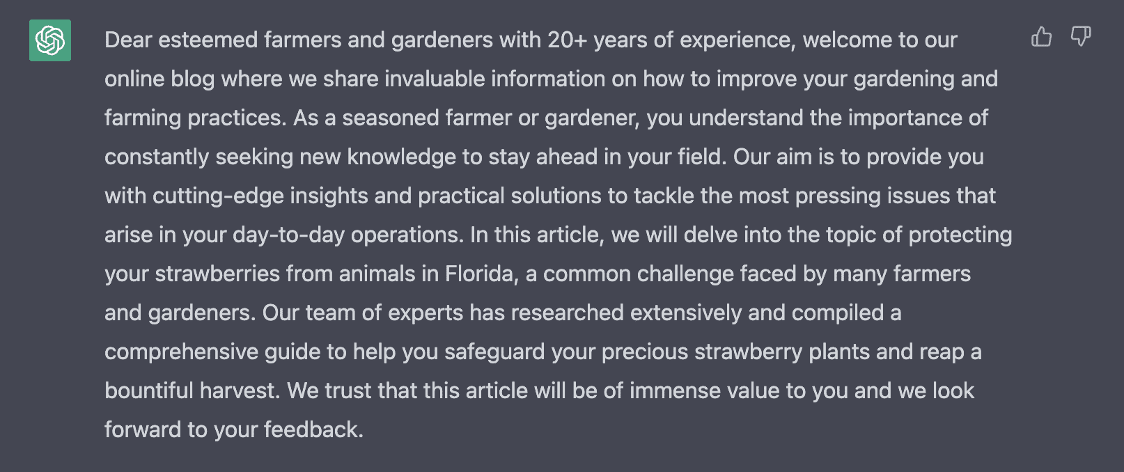 ChatGPT blog introduction paragraph created based on content brief