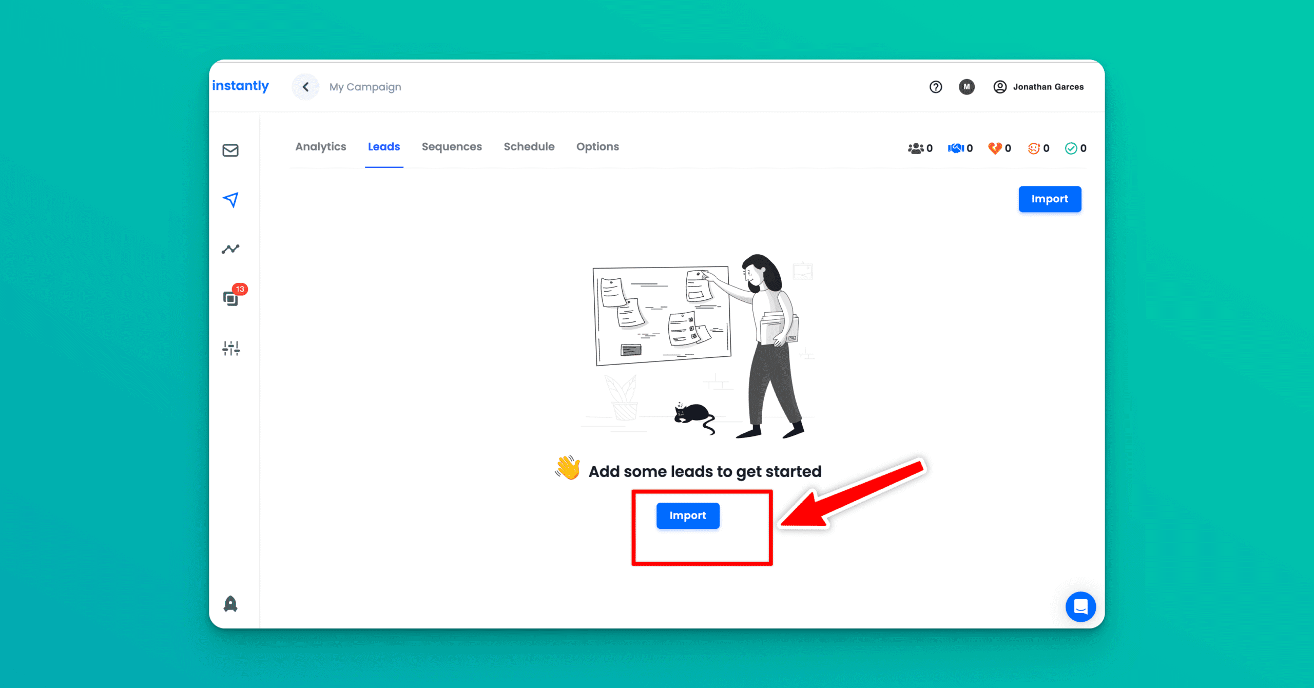 Importing leads to send emails using Instantly.ai