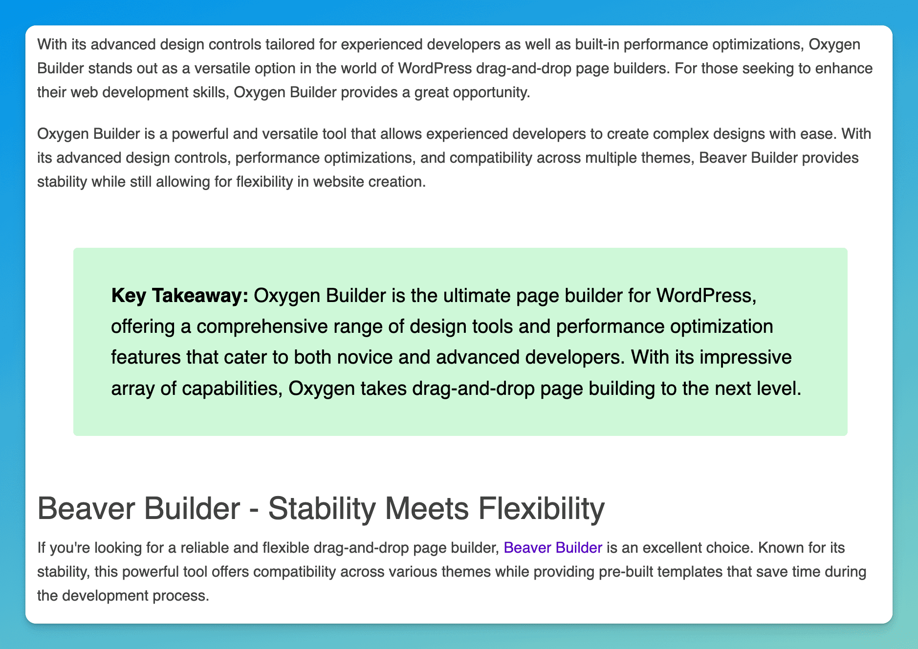 key takeaway section of existing blog post from content at scale