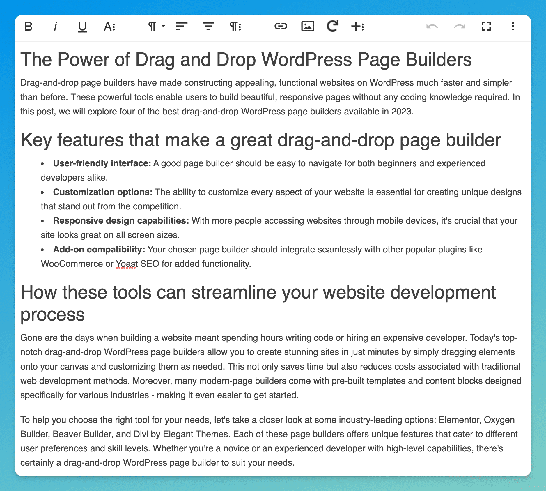 sample section generated by content at scale of an existing blog post
