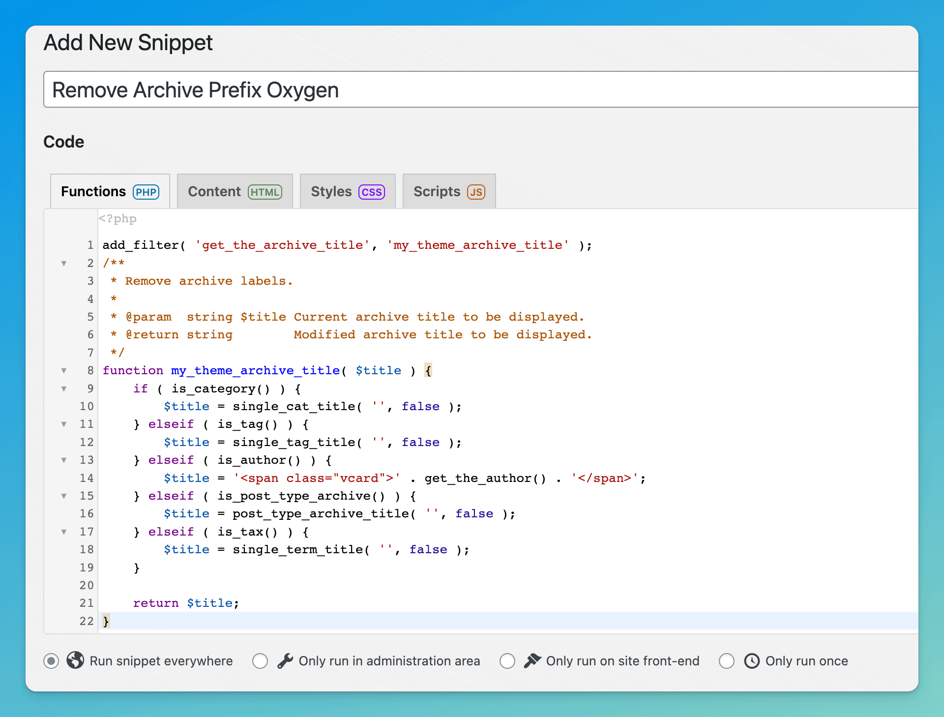 Archive prefix Oxygen builder function to truncate the category or tag titles