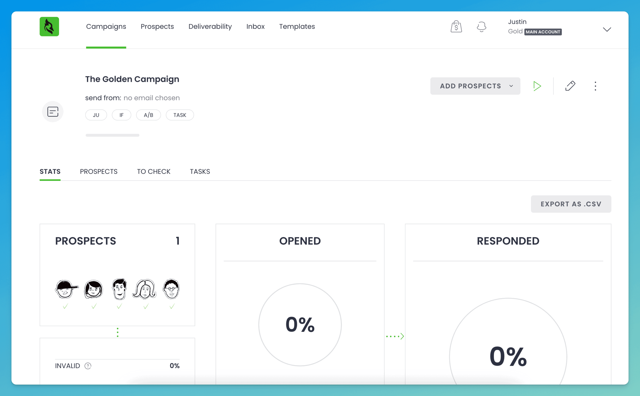 Woodpecker email campaign dashboard for an individual campaign