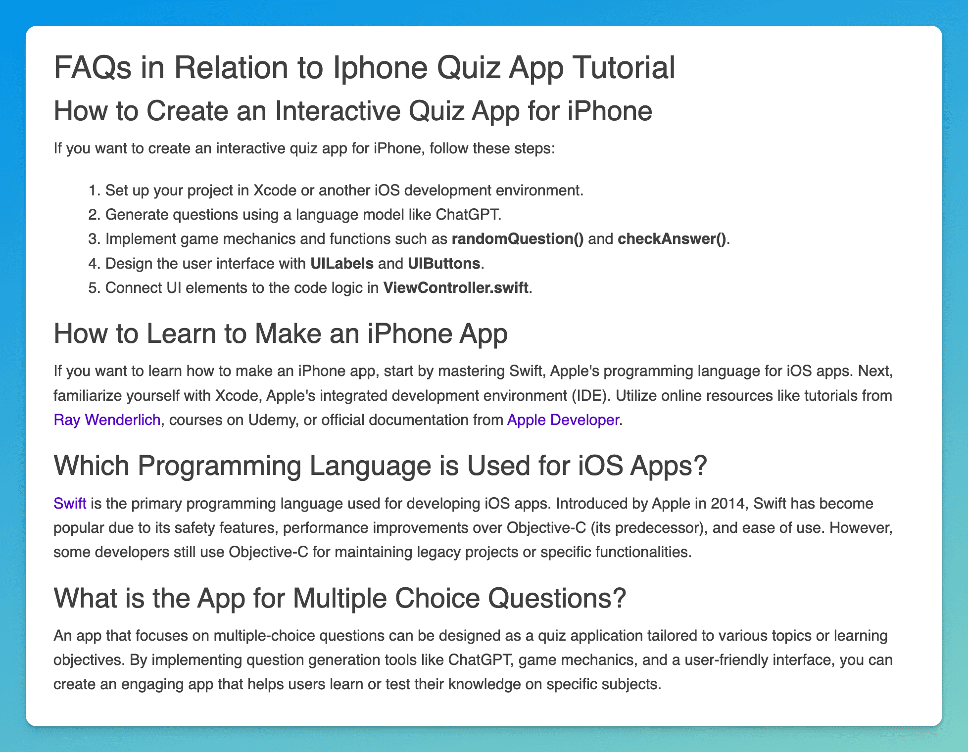 FAQ section generated by Content at Scale's YouTube to Blog post generator showing sample questions it thinks should be included in your post.