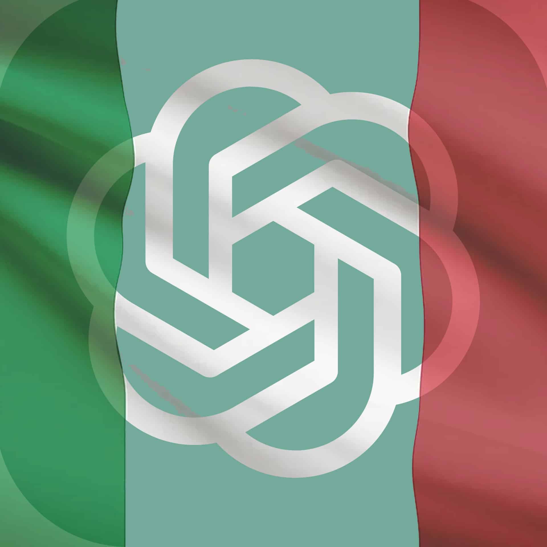 italian flag overlay over the chatgpt logo