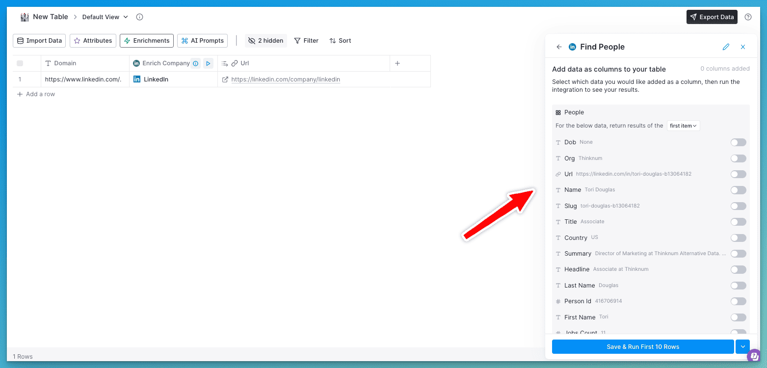 Adding Find People columns to clay table in Clay.com