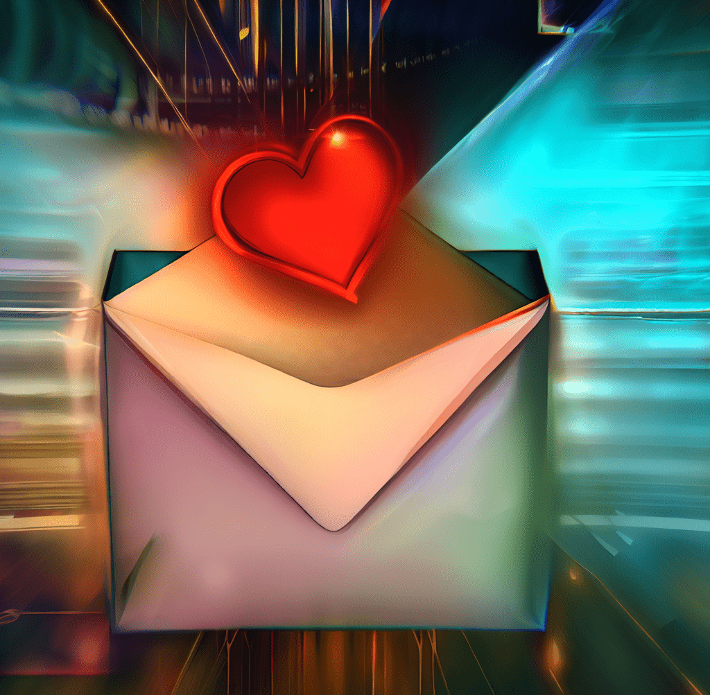 an envelope with a heart on it as digital art in 4k digital art