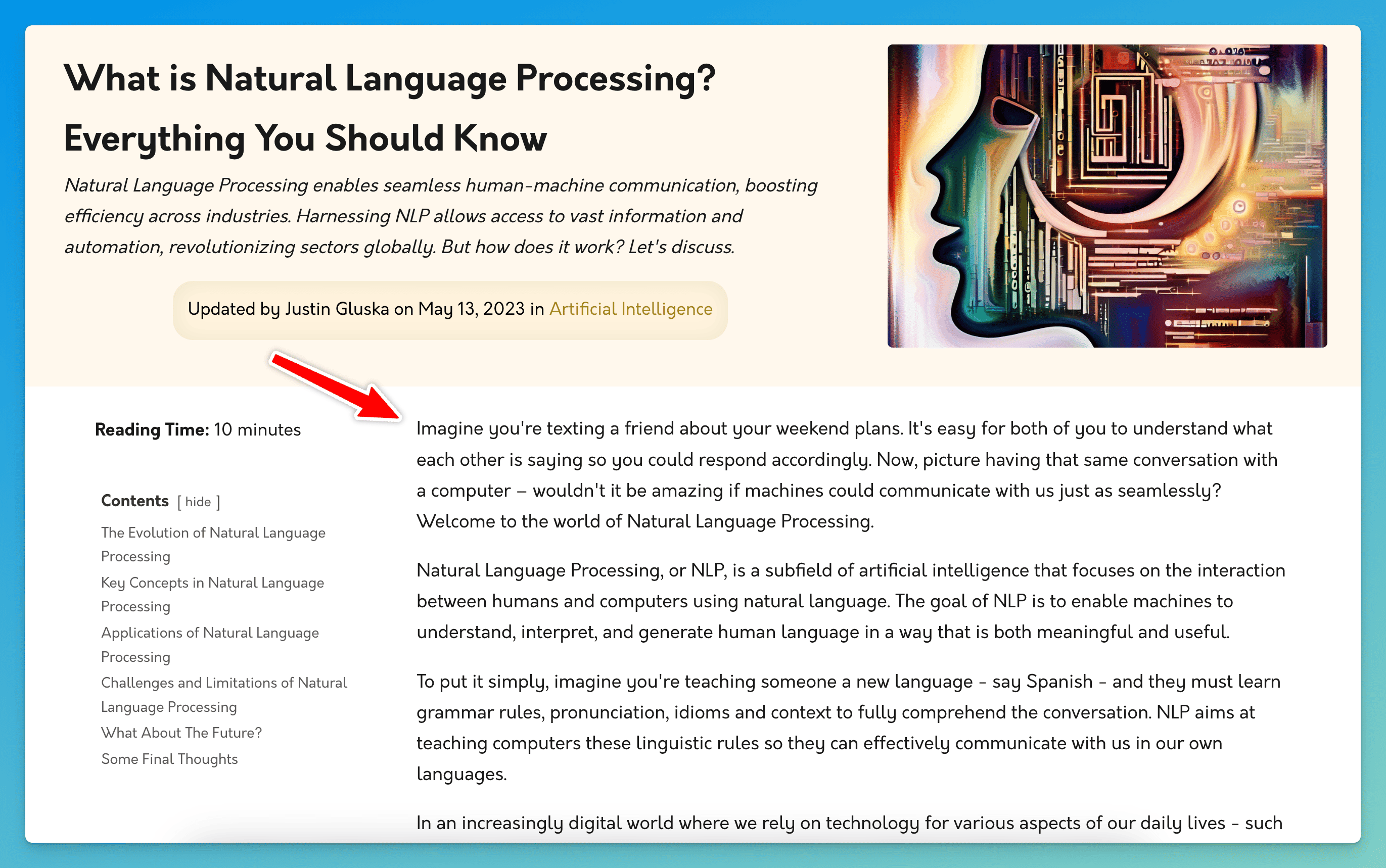 A sample blog post with text that should be copied to put into ChatGPT