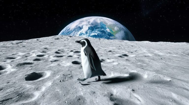 penguin on the moon