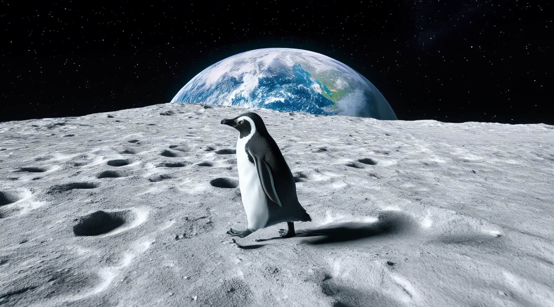 penguin on the moon
