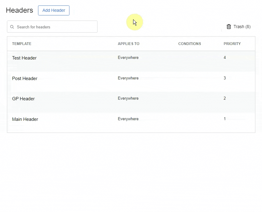 create header template in Breakdance