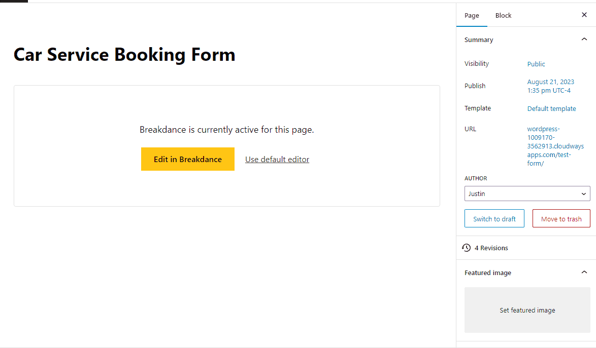 add a new page in Breakdance