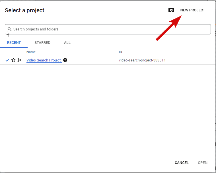 create Google project