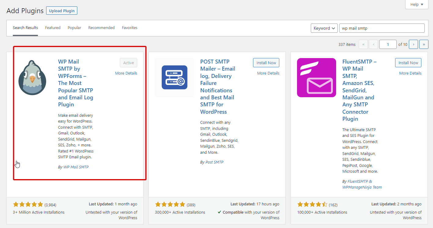 install WP mail smtp