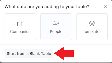 start with blank table on Clay