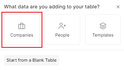 add list of companies table 