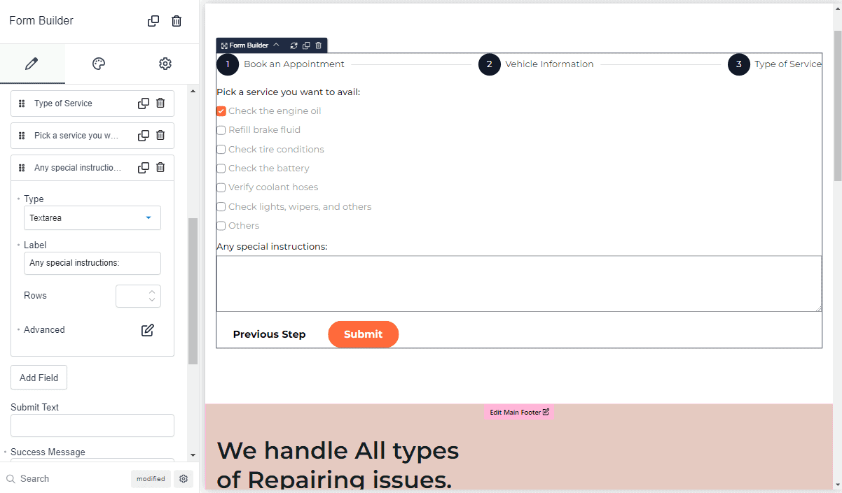adding a text area in Breakdance form