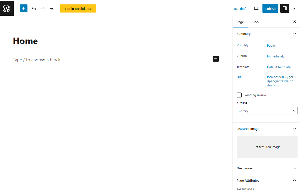 add new page in WordPress