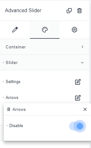 breakdance slider disable arrow buttons