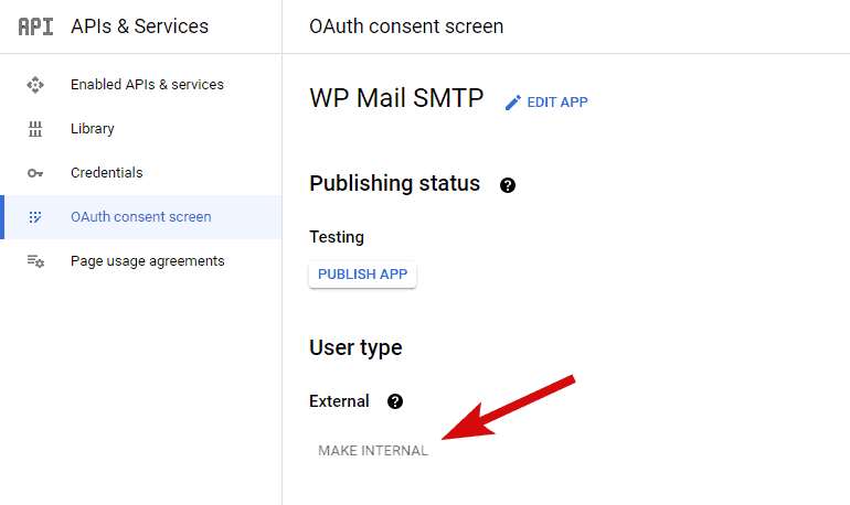 make user type external in Google cloud console
