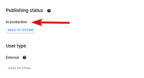 Google app in production status