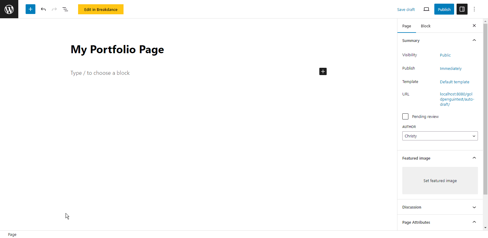 add new page in Breakdance