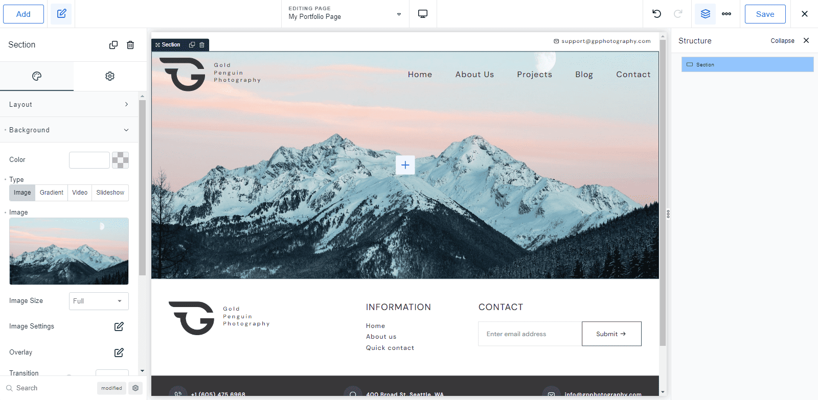 add section background image