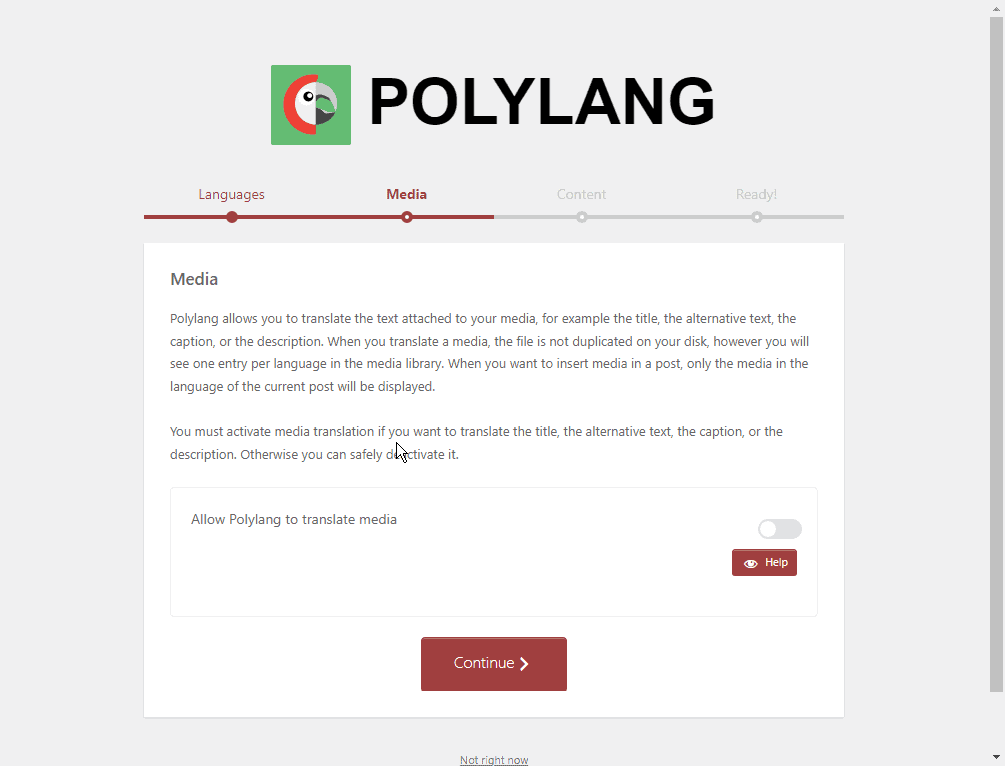 Polylang setup wizard