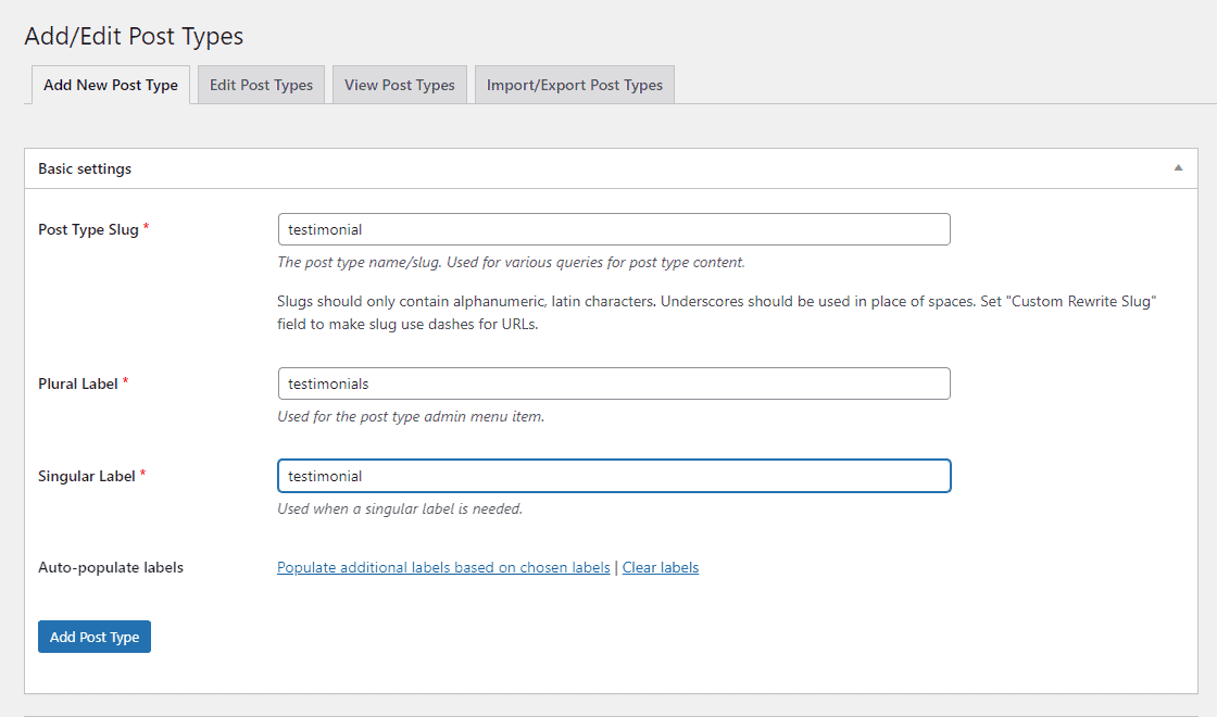 CPT add new post type