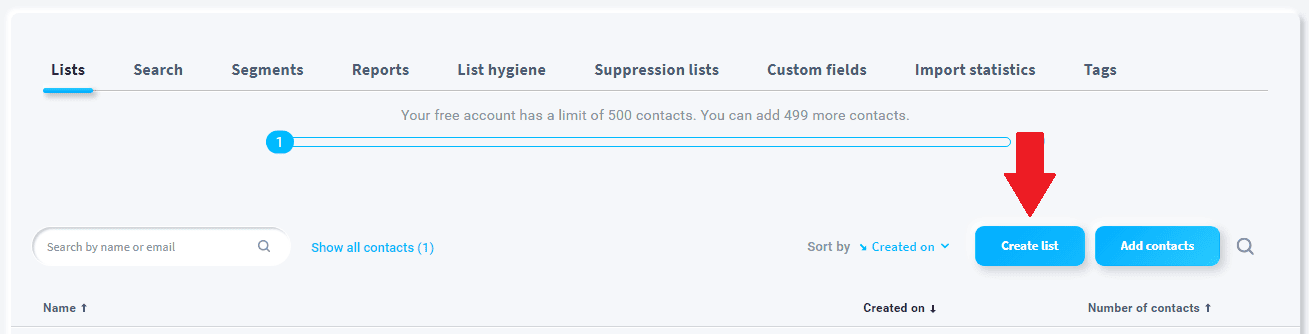 create getresponse list
