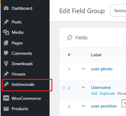 testimonials post type