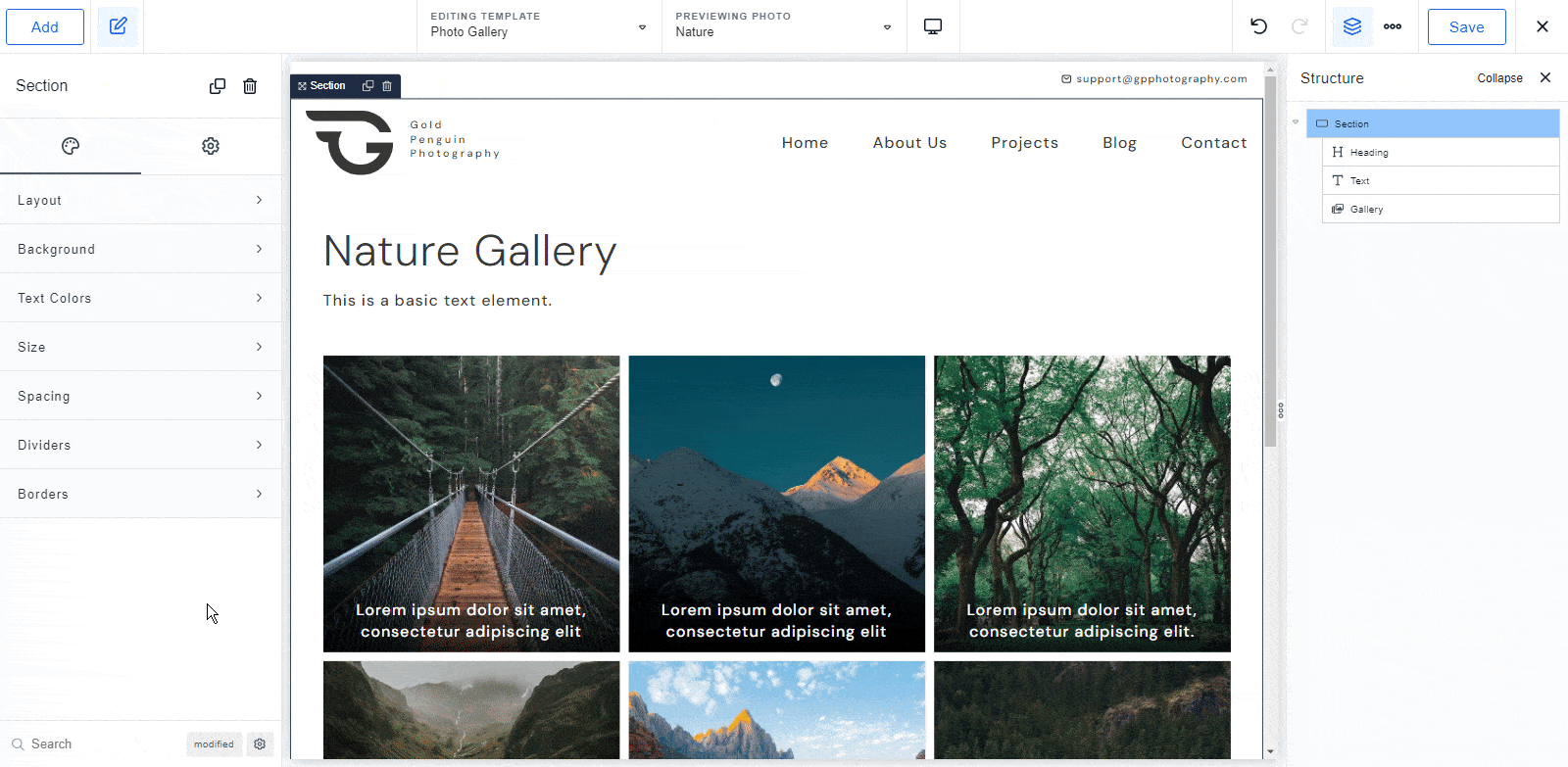 make photo description dynamic in Breakdance