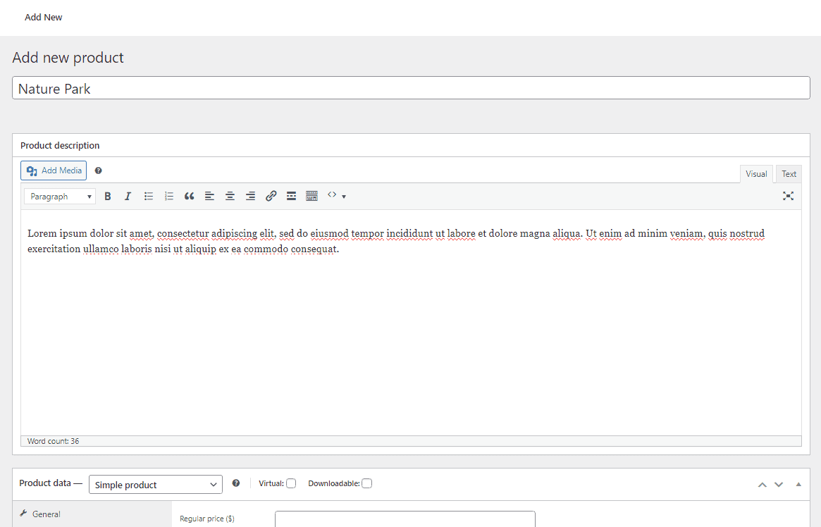 add new product in WooCommerce