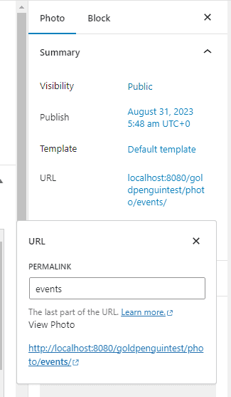copy page link in WordPress