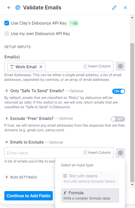 enter Debounce API key