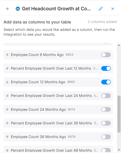 add data as columns 