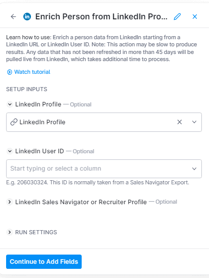 add LinkedIn column