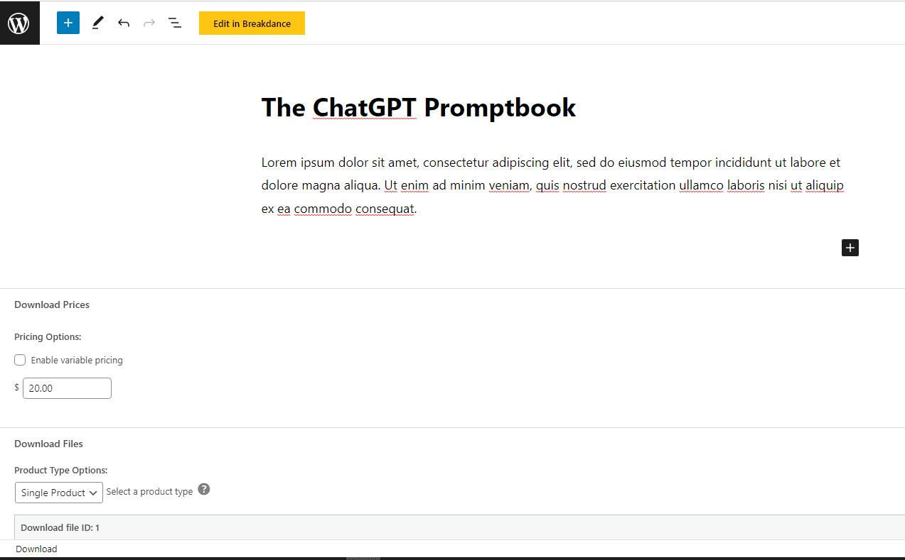 Easy Digital Downloads add download