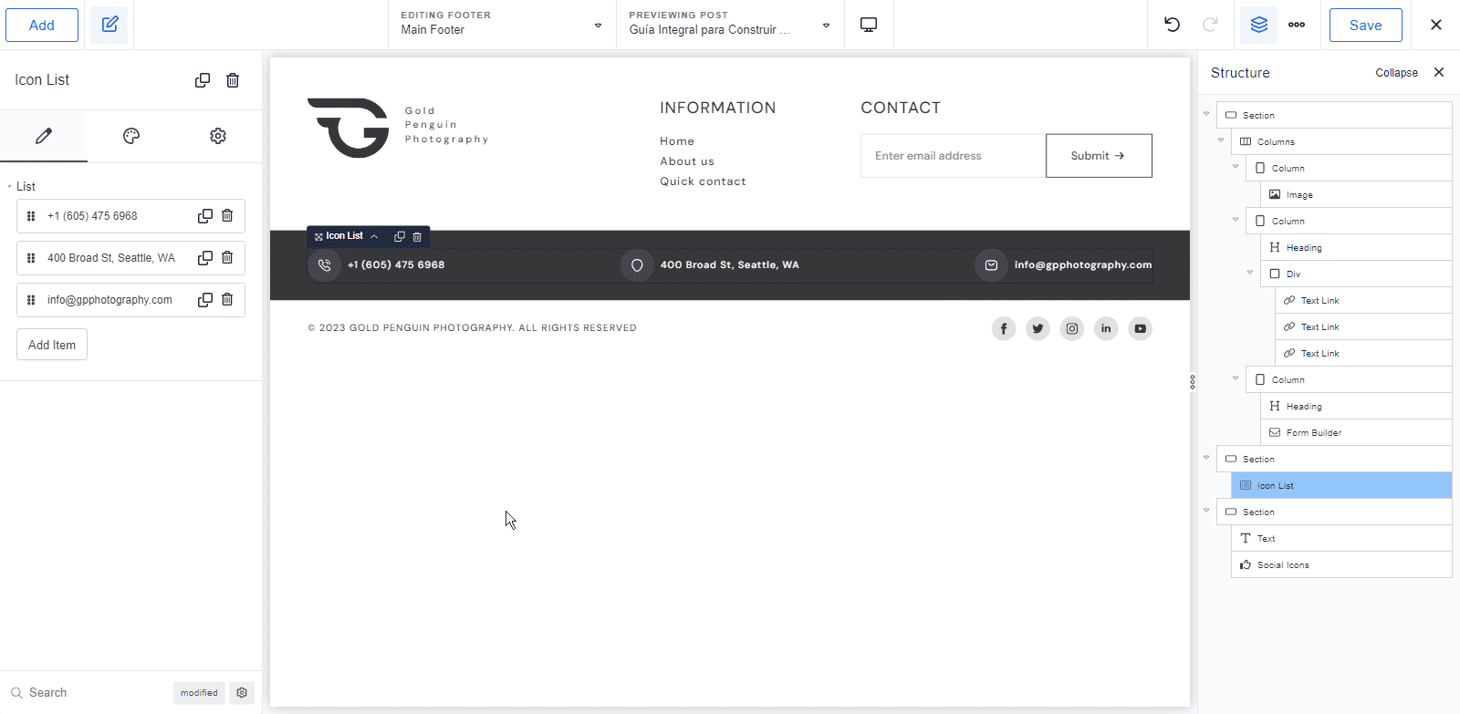add menu links in footer