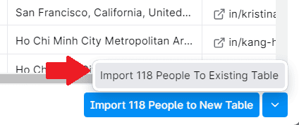 import data to existing table