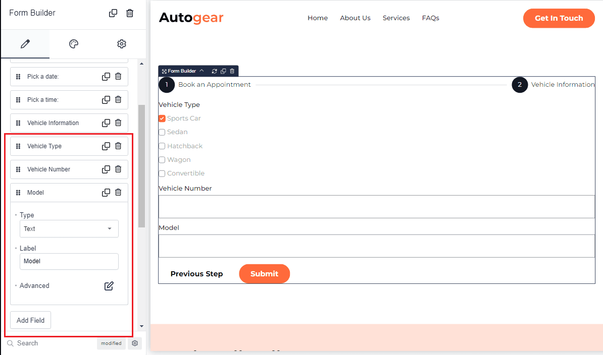 add text fields in Breakdance form