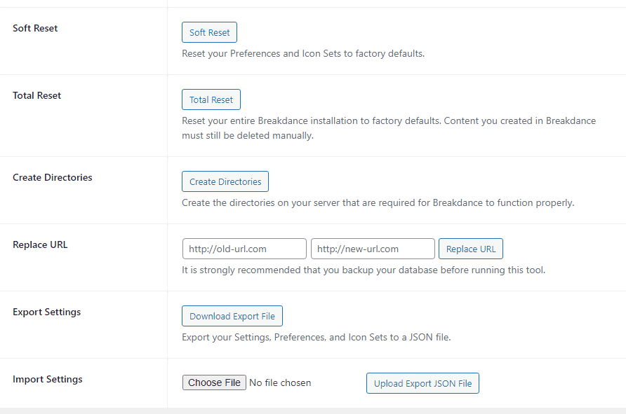 download Breakdance settings