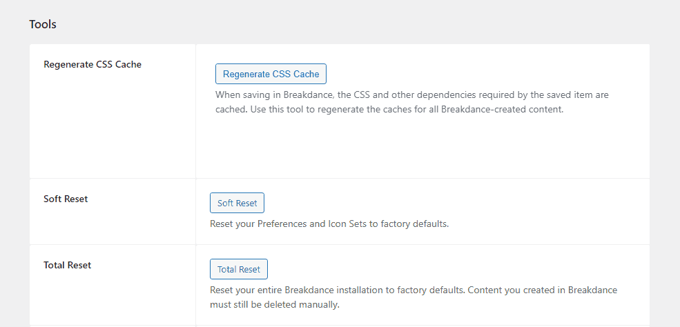 Breakdance regenerate cache