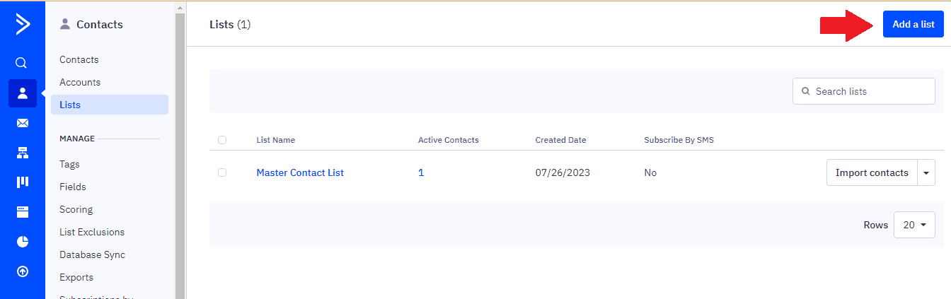 create activecampaign list
