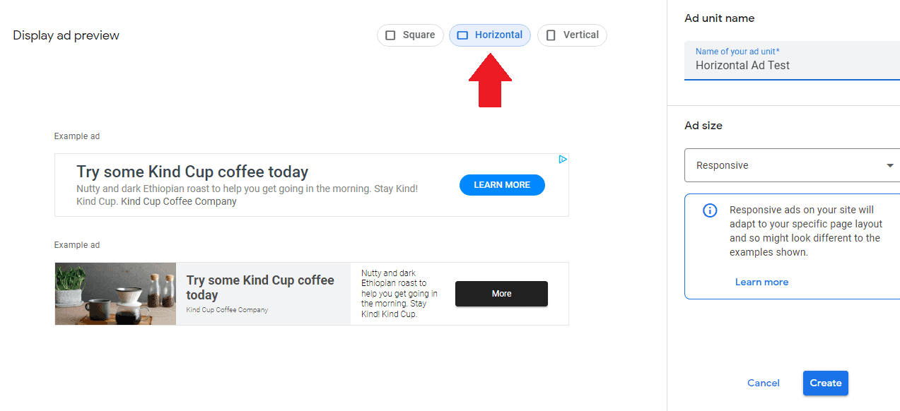 Google AdSense ad unit