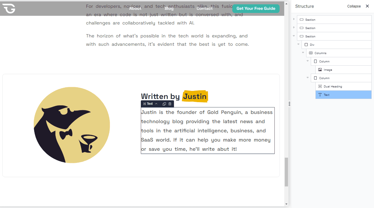 author bio description