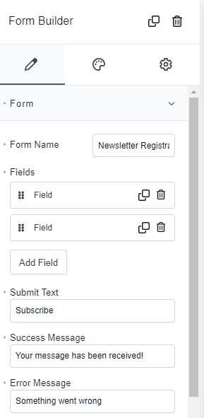 Breakdance form builder fields