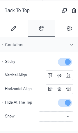 back to top button settings