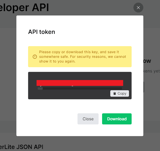 copy mailerlite api token