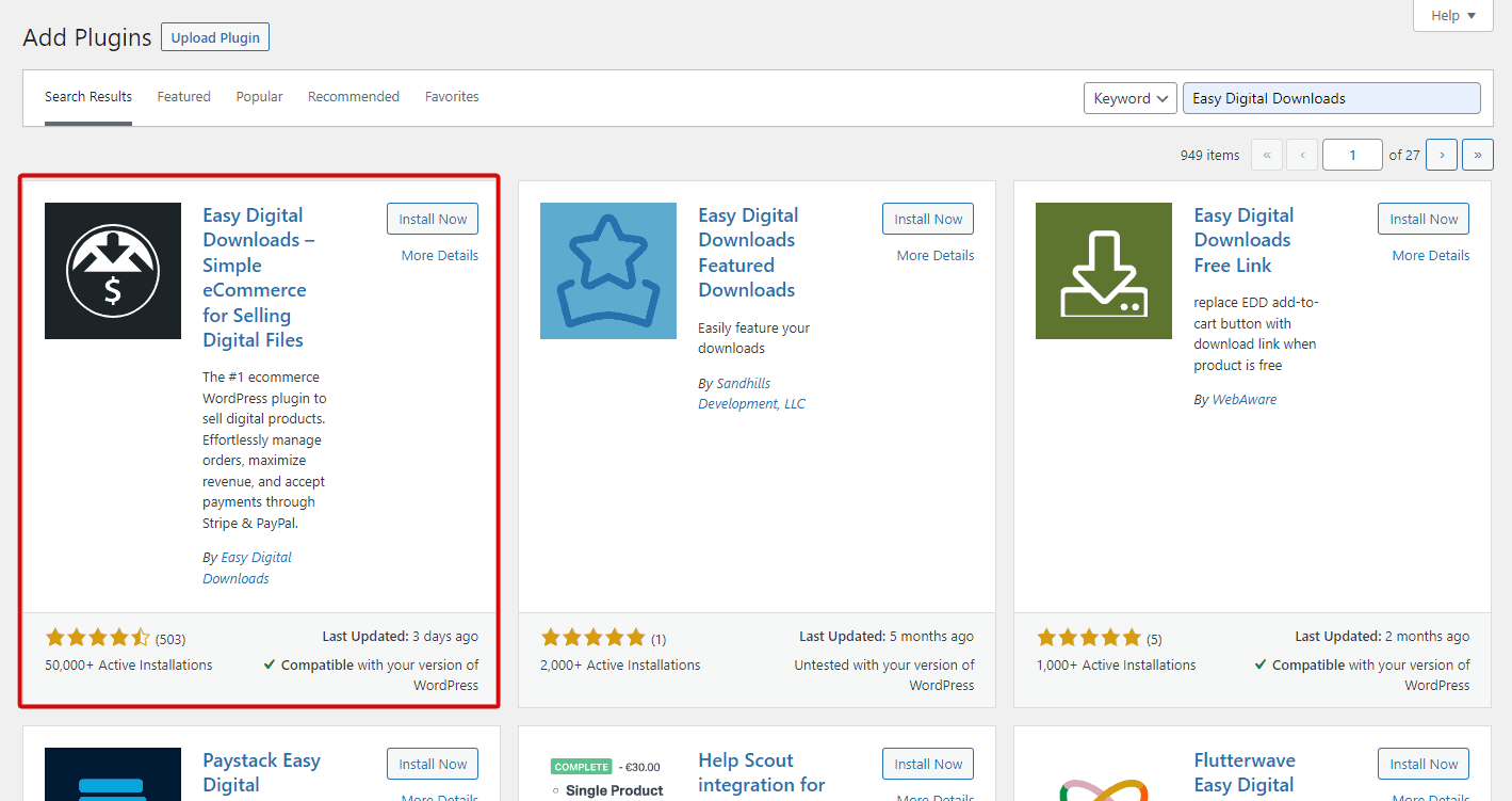 easy digital downloads plugin